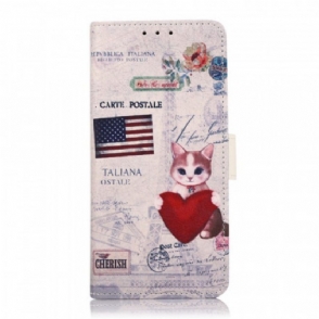 Flip Case voor Moto E40 / E30 / E20 Reiziger Kat