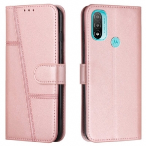 Leren Hoesje voor Moto E40 / E30 / E20 Met Ketting Geo-leereffect Met Bandjes