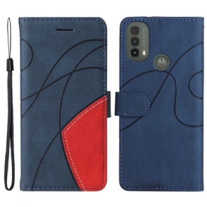 Leren Hoesje voor Moto E40 / E30 / E20 Tweekleurig Kenmerkend Kunstleer