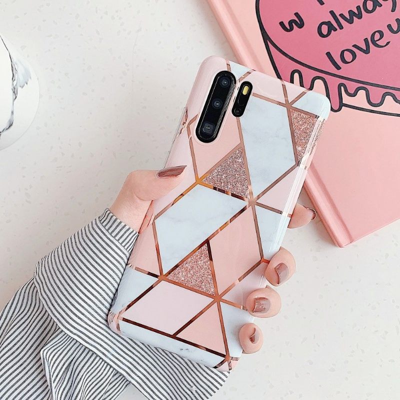 Hoesje voor Huawei P30 Pro Marmeren Geometrische Stijl