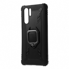Telefoonhoesje voor Huawei P30 Pro Carbon Look Met Steunring
