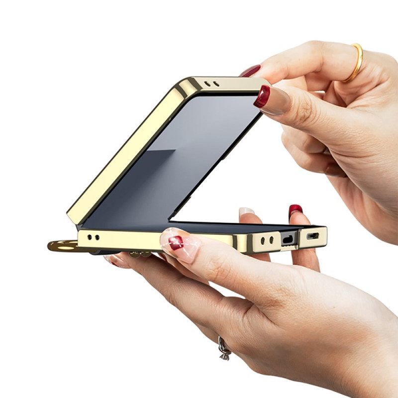 Case Hoesje Samsung Galaxy Z Flip 7 Telefoonhoesje Gewatteerd Ontwerp Met Ringhouder