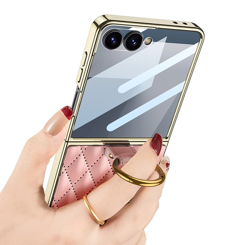 Case Hoesje Samsung Galaxy Z Flip 7 Telefoonhoesje Gewatteerd Ontwerp Met Ringhouder