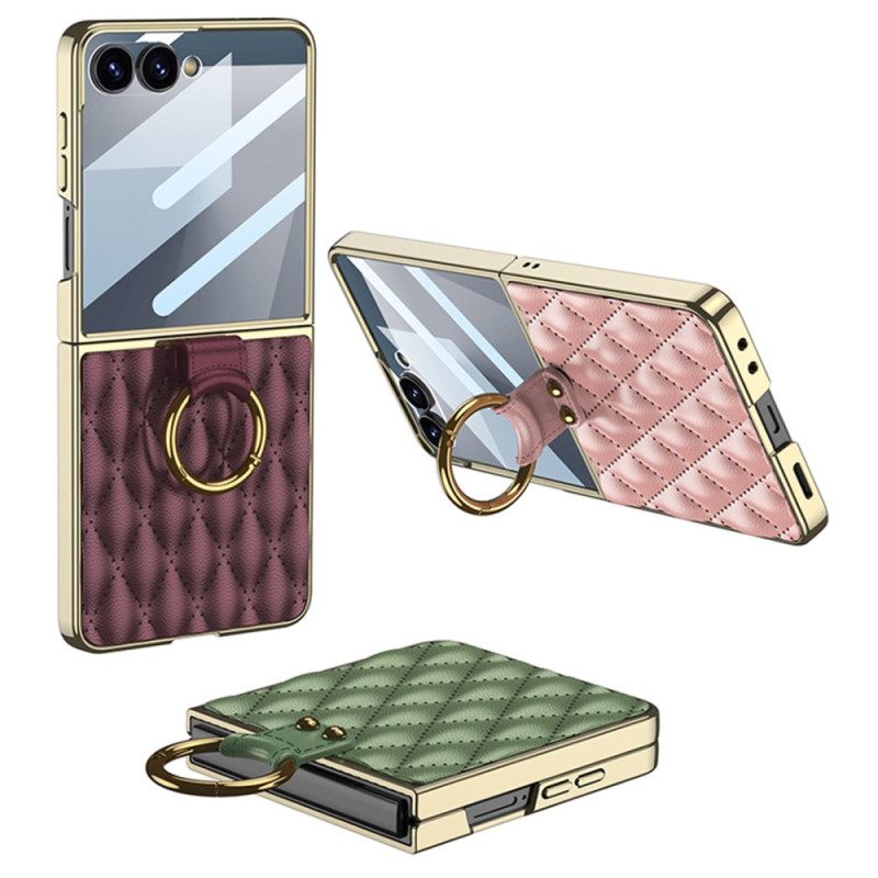 Case Hoesje Samsung Galaxy Z Flip 7 Telefoonhoesje Gewatteerd Ontwerp Met Ringhouder