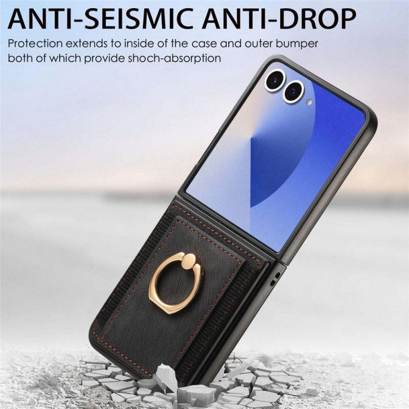 Case Hoesje Samsung Galaxy Z Flip 7 Telefoonhoesje Kaarthouder En Standaard