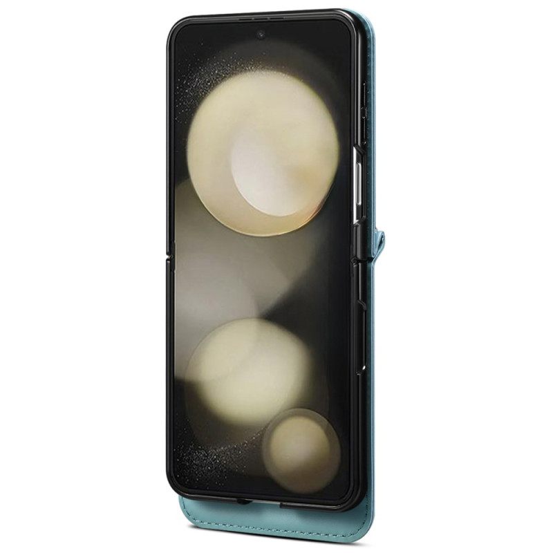 Case Hoesje Samsung Galaxy Z Flip 7 Telefoonhoesje Marmeren Kaarthouder En Schouderband