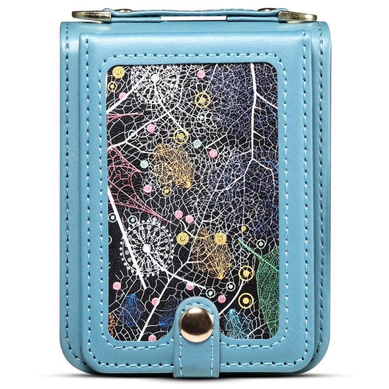 Case Hoesje Samsung Galaxy Z Flip 7 Telefoonhoesje Marmeren Kaarthouder En Schouderband