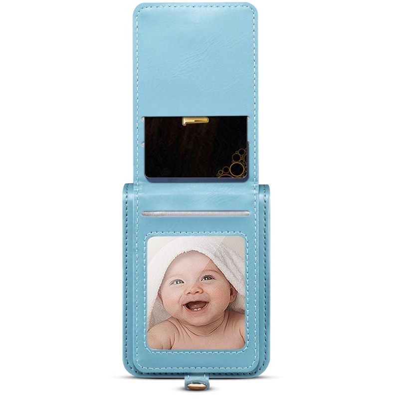 Case Hoesje Samsung Galaxy Z Flip 7 Telefoonhoesje Marmeren Kaarthouder En Schouderband