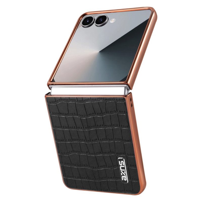 Cover Hoesje Samsung Galaxy Z Flip 7 Telefoonhoesje Krokodillenstijl