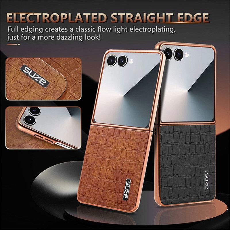 Cover Hoesje Samsung Galaxy Z Flip 7 Telefoonhoesje Krokodillenstijl