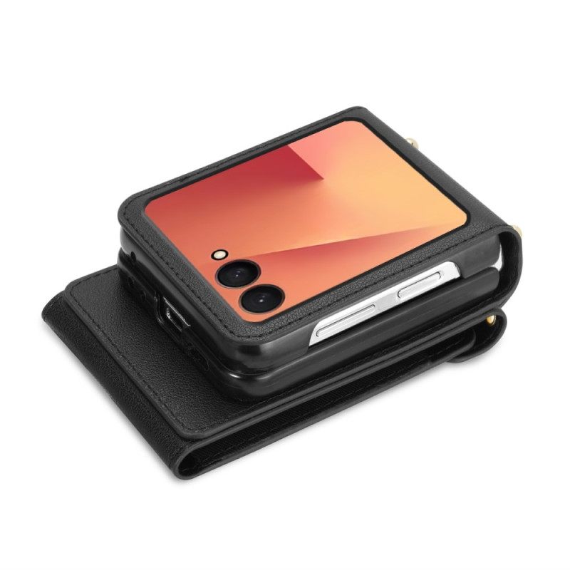 Cover Hoesje Samsung Galaxy Z Flip 7 Telefoonhoesje Portemonnee Met Rits En Schouderriem