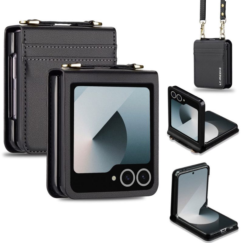 Cover Samsung Galaxy Z Flip 7 Kaarthouder En Schouderband In Lederlook