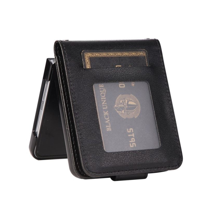 Cover Samsung Galaxy Z Flip 7 Kaarthouder Van Imitatieleer