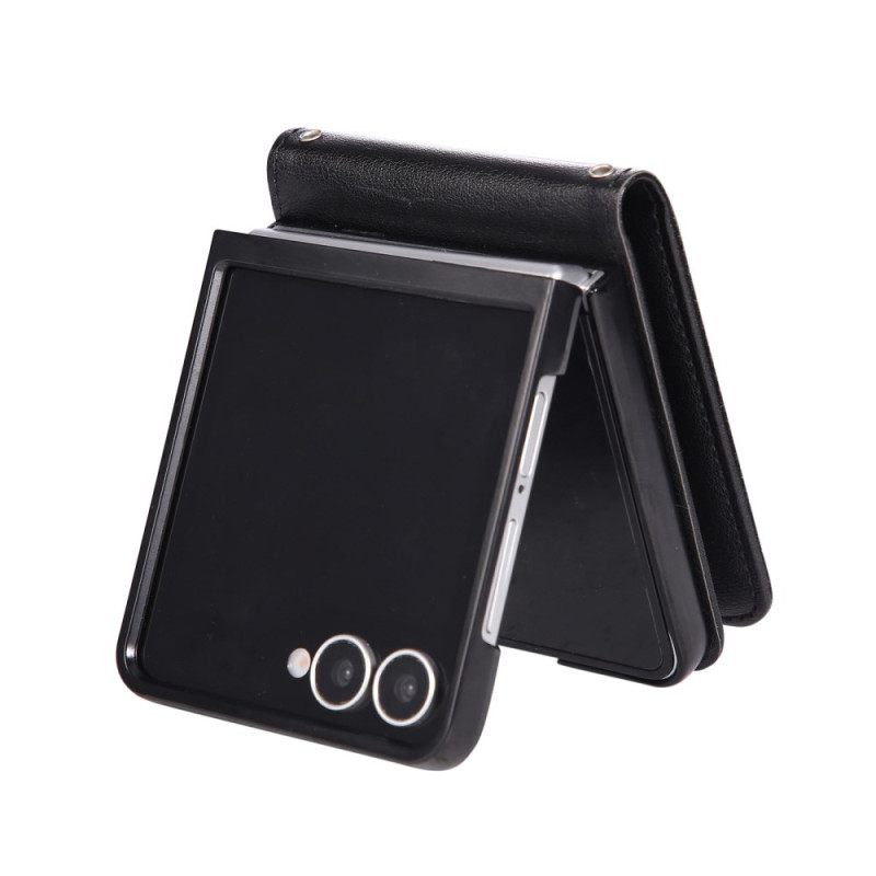 Cover Samsung Galaxy Z Flip 7 Kaarthouder Van Imitatieleer