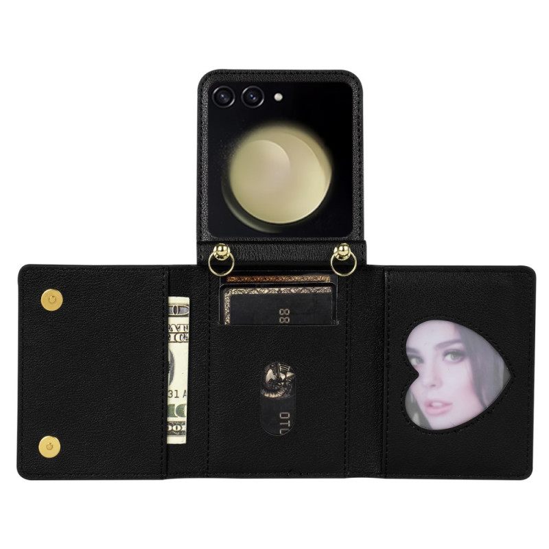 Hoesje Case Samsung Galaxy Z Flip 7 Telefoonhoesje Rfid-portemonnee En Schouderband