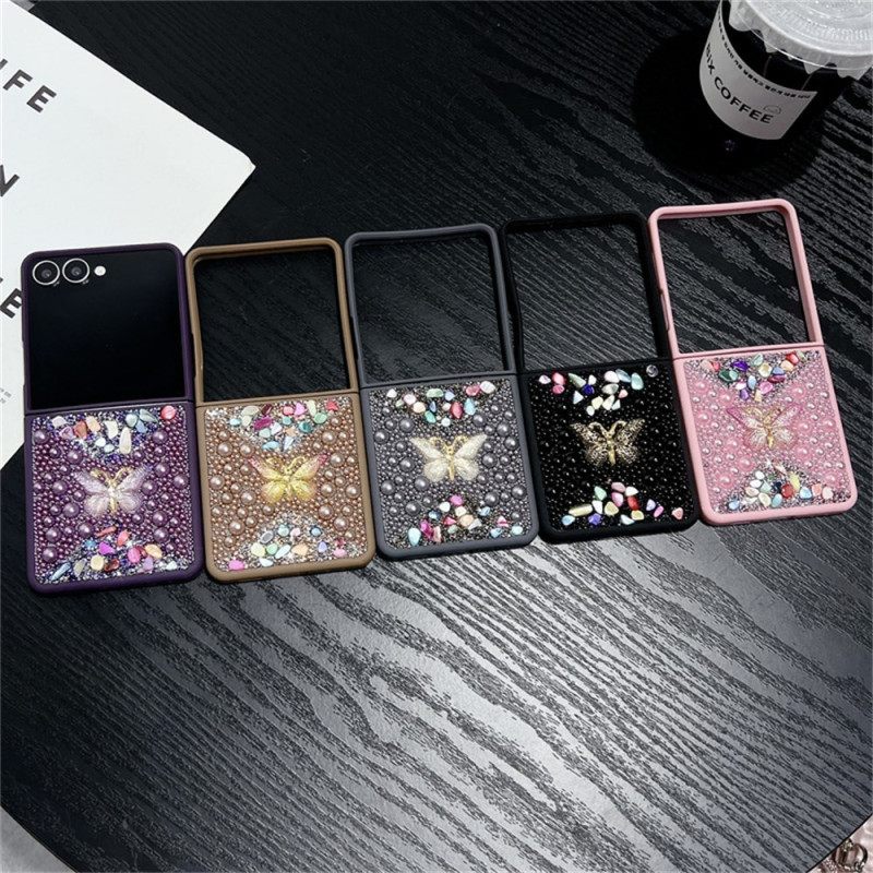 Hoesje Samsung Galaxy Z Flip 7 Decoratie Met Strass-vlinder