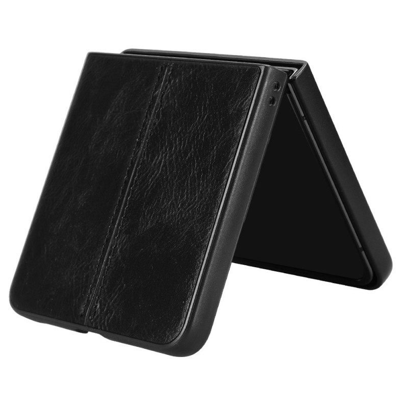 Hoesje Samsung Galaxy Z Flip 7 Gestikt Leer Effect