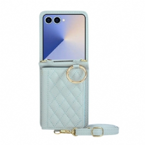 Hoesje Samsung Galaxy Z Flip 7 Gewatteerde Portemonnee Met Schouderband