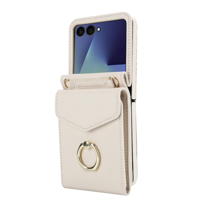 Hoesje Samsung Galaxy Z Flip 7 Gewatteerde Portemonnee En Riem