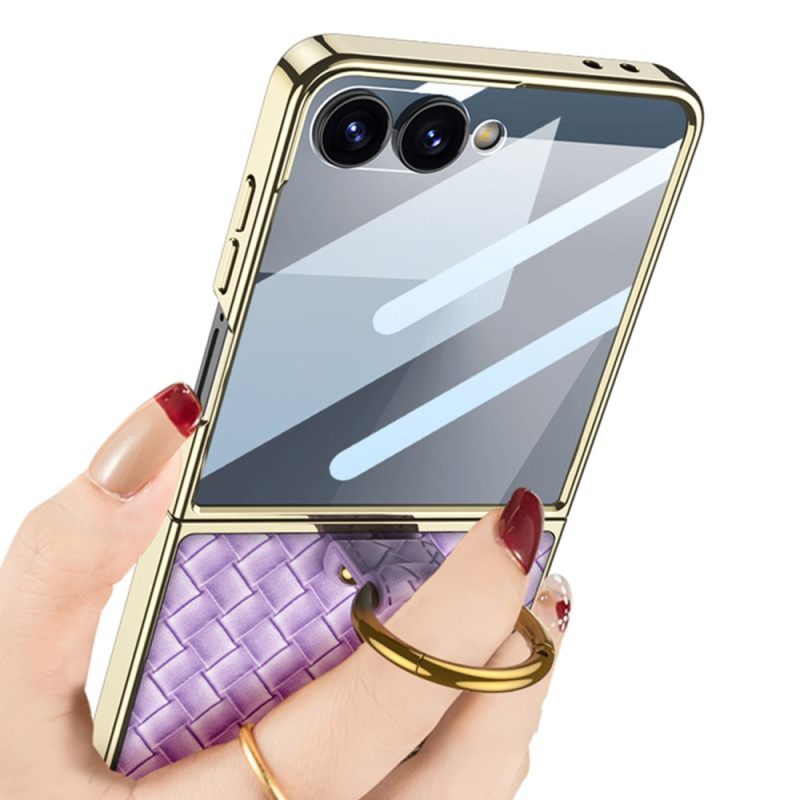 Hoesje Samsung Galaxy Z Flip 7 Geweven Textuur Met Ringhouder