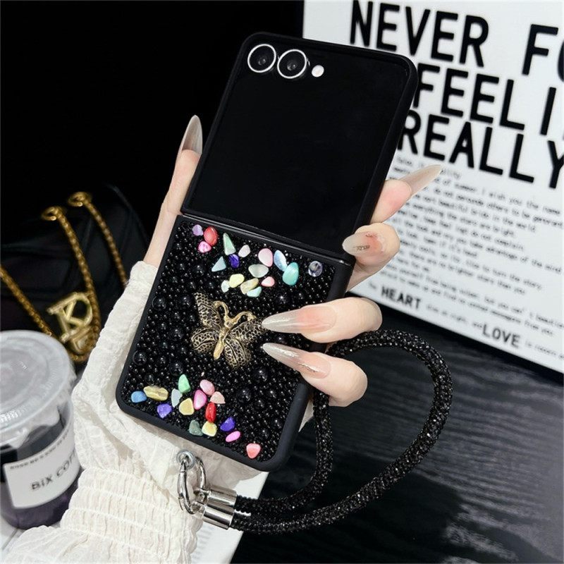 Hoesje Samsung Galaxy Z Flip 7 Glitterdesign En Polsband