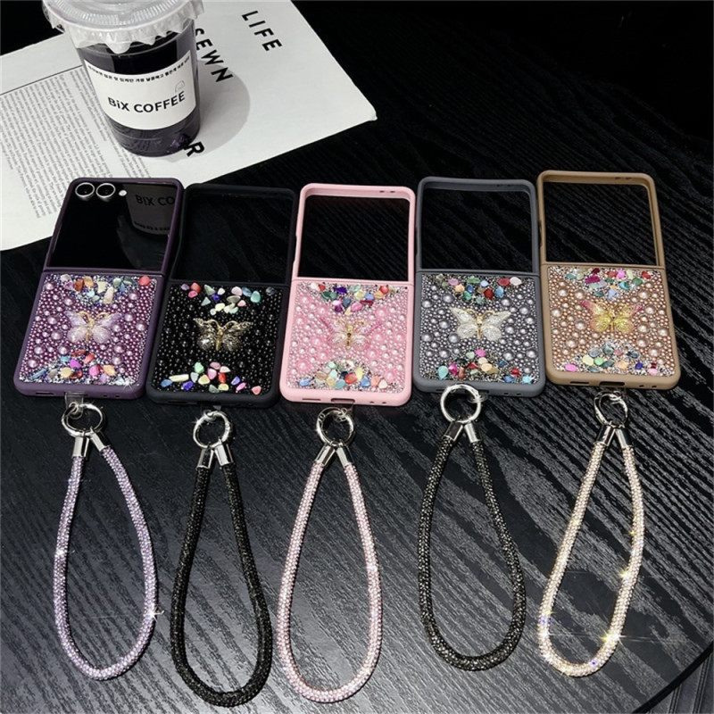 Hoesje Samsung Galaxy Z Flip 7 Glitterdesign En Polsband