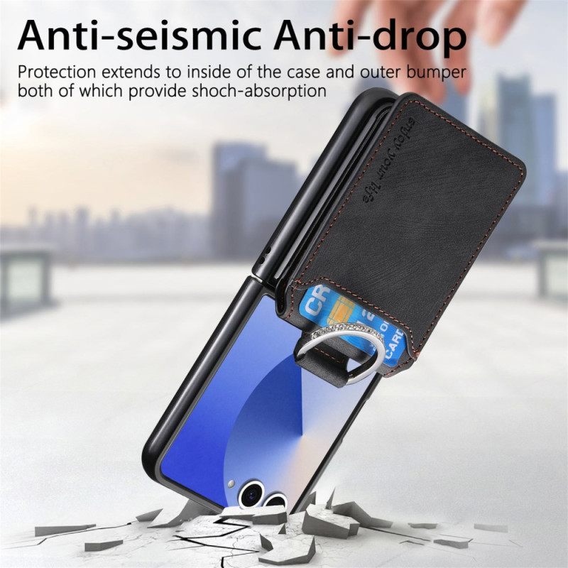 Hoesje Samsung Galaxy Z Flip 7 Kaarthouder En Houder Met Vintage-effect