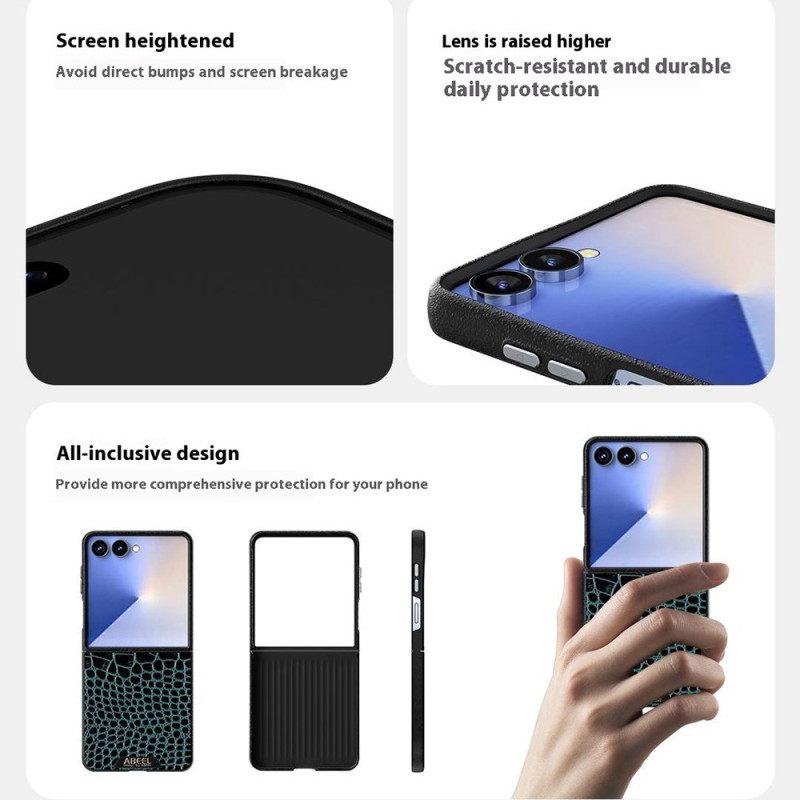 Hoesje Samsung Galaxy Z Flip 7 Magsafe-compatibel Abeel Met Krokodillenstructuur Bescherming Hoesje