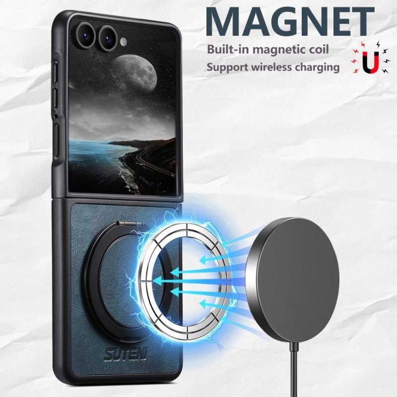 Hoesje Samsung Galaxy Z Flip 7 Magsafe-compatibel Lederlook Suteni Ringhouder Bescherming Hoesje