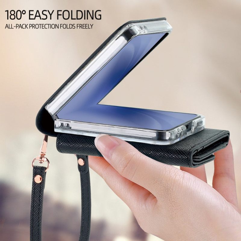 Hoesje Samsung Galaxy Z Flip 7 Portemonnee En Riem Bescherming Hoesje