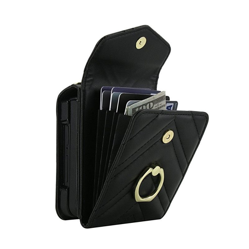 Hoesje Samsung Galaxy Z Flip 7 Rfid-blokkerende Kaarthouder En Riem