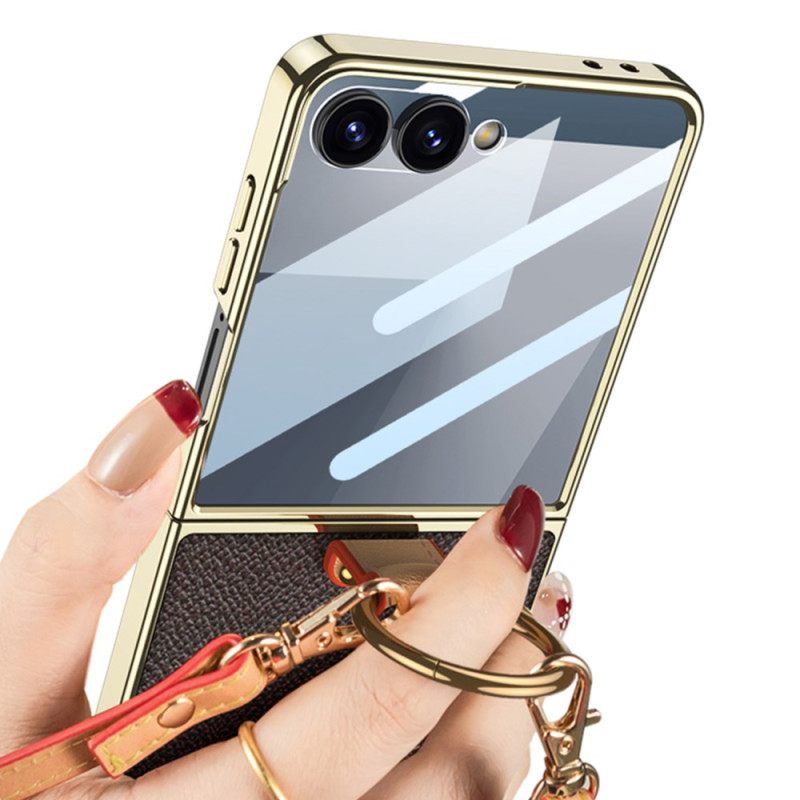 Hoesje Samsung Galaxy Z Flip 7 Ring Houder En Afneembare Schouderriem Bescherming Hoesje