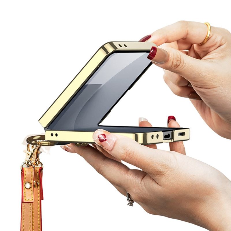 Hoesje Samsung Galaxy Z Flip 7 Ring Houder En Afneembare Schouderriem Bescherming Hoesje