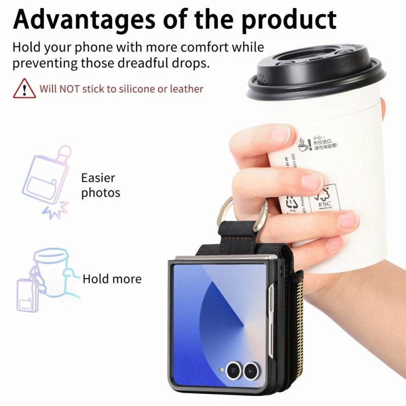 Hoesje Samsung Galaxy Z Flip 7 Vak Met Ritssluiting En Kaarthouder