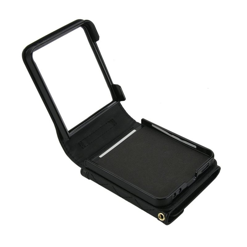 Hoesje Voor Samsung Galaxy Z Flip 7 Gevoerde Kaarthouder En Schouderband