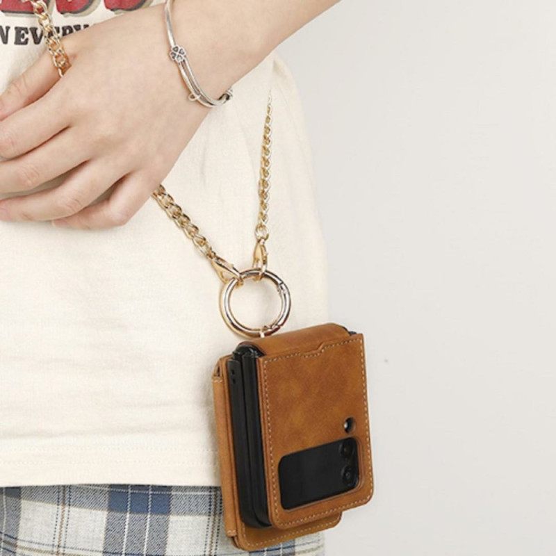Hoesje Voor Samsung Galaxy Z Flip 7 Kaarthouder En Afneembare Ketting