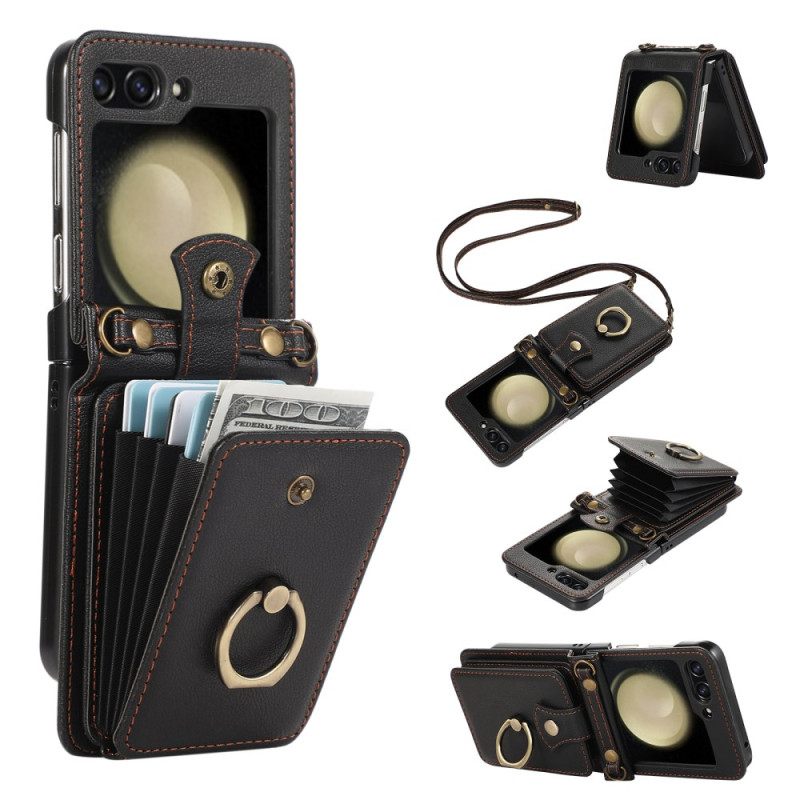 Hoesje Voor Samsung Galaxy Z Flip 7 Kaarthouder En Schouderband