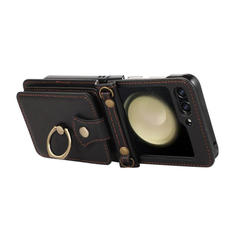 Hoesje Voor Samsung Galaxy Z Flip 7 Kaarthouder En Schouderband