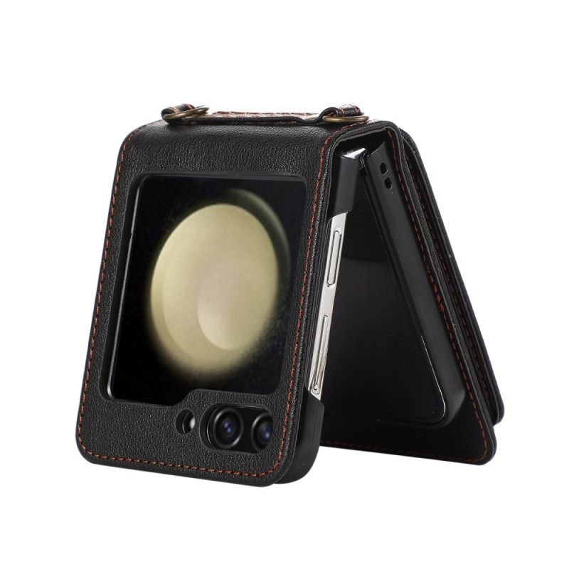 Hoesje Voor Samsung Galaxy Z Flip 7 Kaarthouder En Schouderband