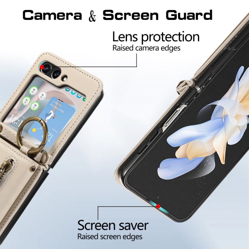 Hoesje Voor Samsung Galaxy Z Flip 7 Portemonnee En Schouderband