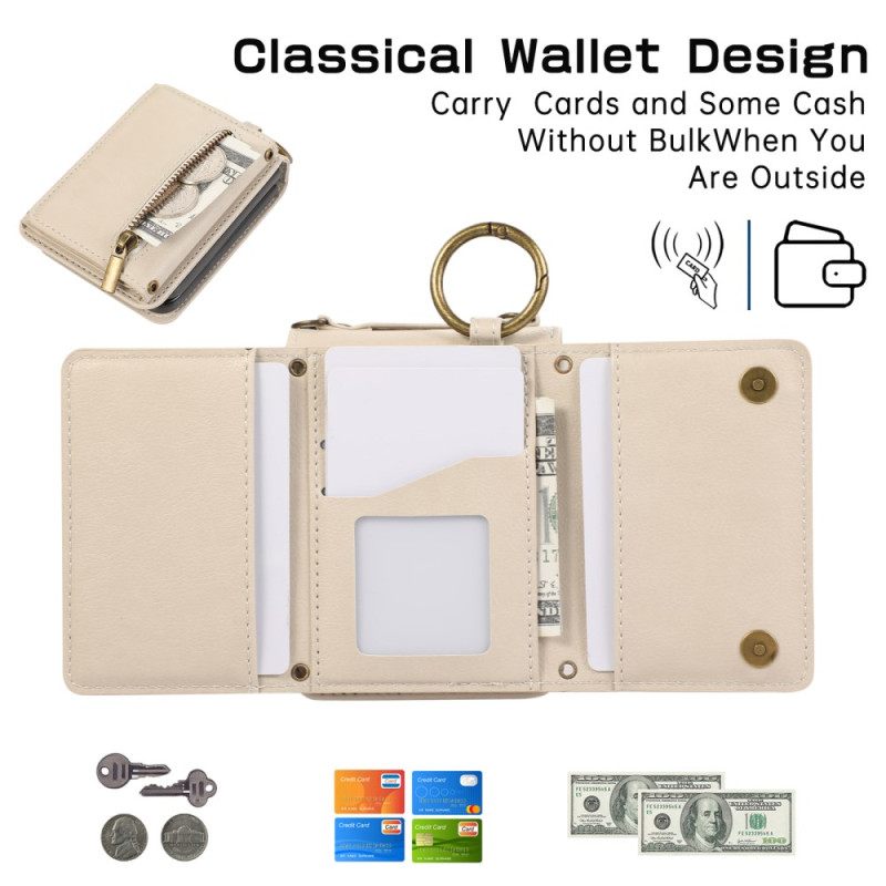 Hoesje Voor Samsung Galaxy Z Flip 7 Portemonnee En Schouderband