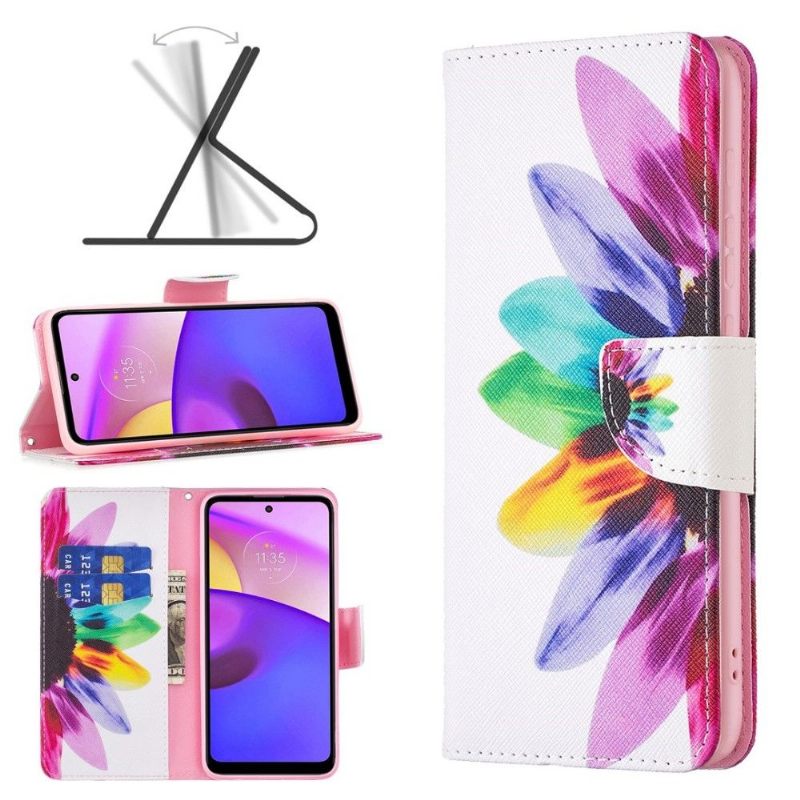 Folio-hoesje voor Motorola Moto E20 / E30 / E40 Gekleurde Bloemblaadjes