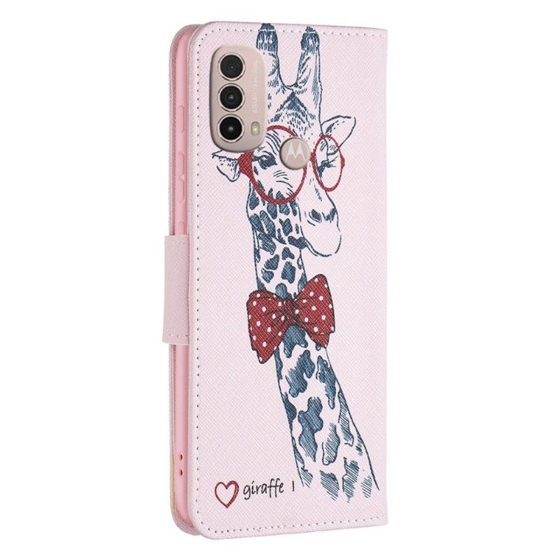 Folio-hoesje voor Motorola Moto E20 / E30 / E40 Giraf Met Bril