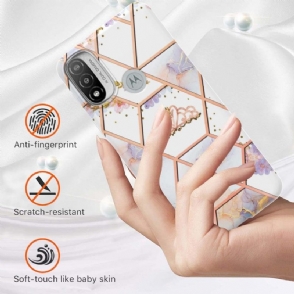 Hoesje voor Motorola Moto E20 / E30 / E40 Anti-fall Marmer En Kroon