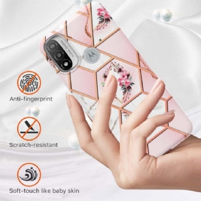 Hoesje voor Motorola Moto E20 / E30 / E40 Marmer En Bloemenkroon