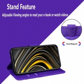 Leren Hoesje voor Motorola Moto E20 / E30 / E40 Bescherming Kleurrijke Vlinderbescherming