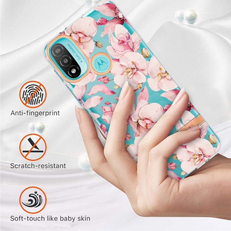 Telefoonhoesje voor Motorola Moto E20 / E30 / E40 Bescherming Gardenia Roze Bloem