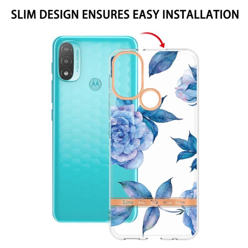 Telefoonhoesje voor Motorola Moto E20 / E30 / E40 Pioenblauw