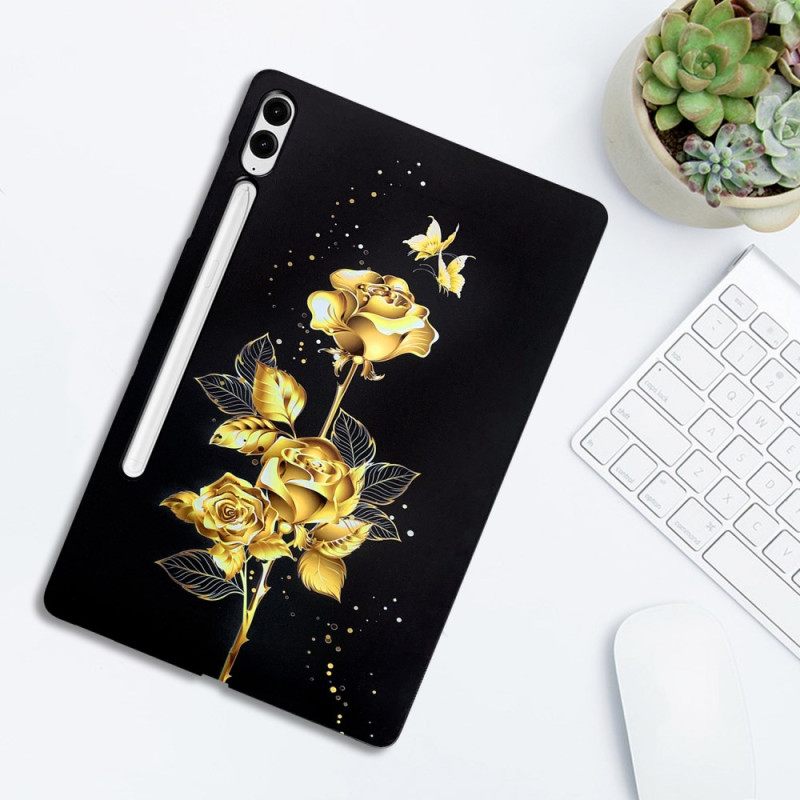 Cover Hoesje Samsung Galaxy Tab S10 Plus Telefoonhoesje Gouden Rozen