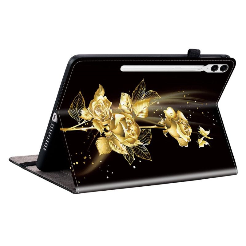 Hoesje Case Samsung Galaxy Tab S10 Plus Telefoonhoesje Gouden Rozen